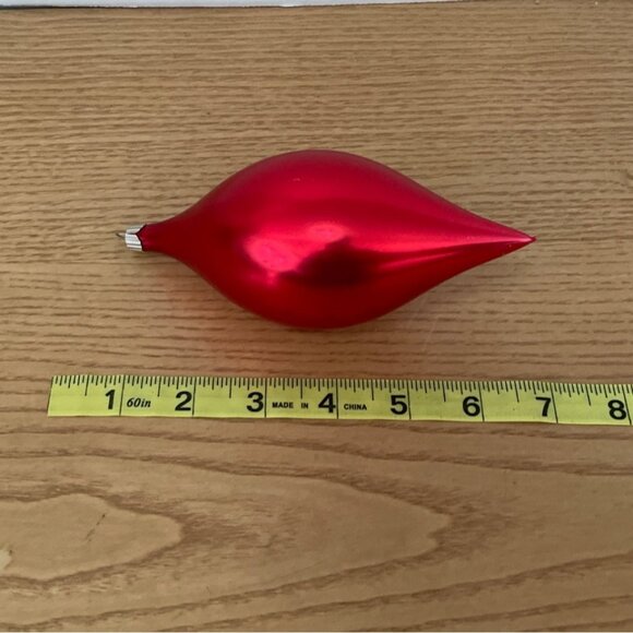 Vintage Icicle Teardrop Glass Christmas Ornaments Set of 3 Red Poinsettia Holly - Picture 8 of 8